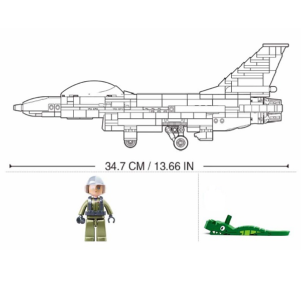 Set de construcție Sluban Model Bricks – Avion de vânătoare Falcon F16C