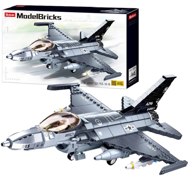 Set de construcție Sluban Model Bricks – Avion de vânătoare Falcon F16C
