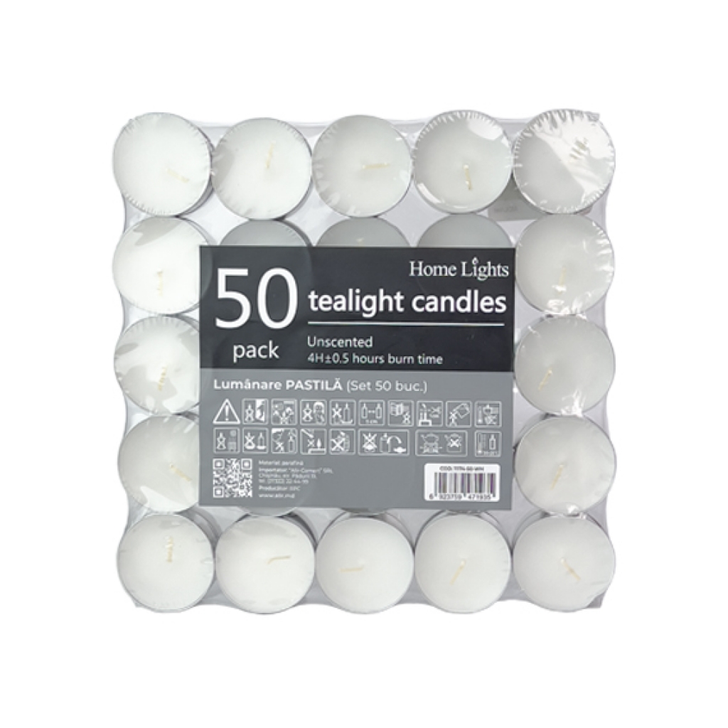 🕯️ Set Lumânări PASTILA 50 Bucăți, Albe – Eleganță și Lumină 🕯️