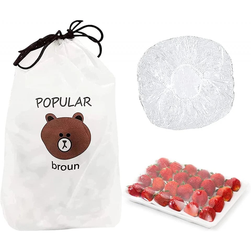 Set Pungi cu Elastic pentru Alimente, 100 bucăți – Pungi din peliculă pentru depozitare