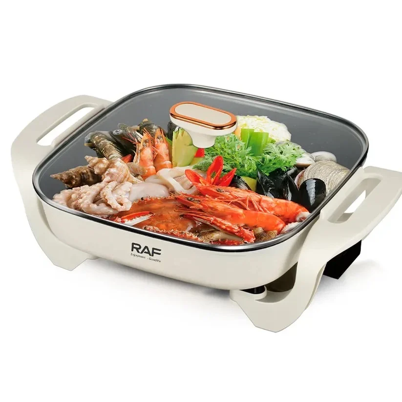 Aparat Electric pentru Gătit RAF R5400, 1200W, Capacitate 5L, Design Bej, 43x30x13cm