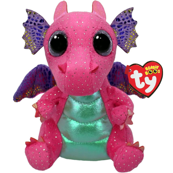Dragonul roz Spitfire 15 cm (Beanie Boos) – Jucărie de pluș adorabilă cu ochi strălucitori