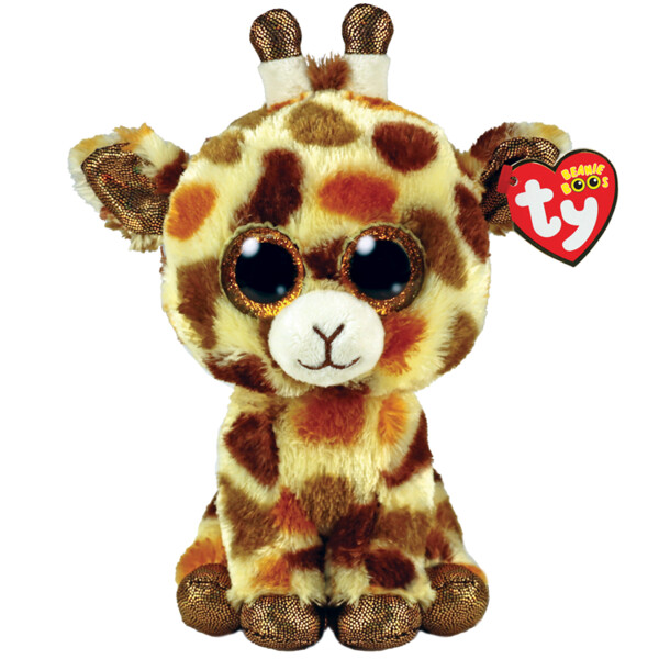Girafa STILTS 15 cm Beanie Boos – Jucărie de pluș cu ochi strălucitori și accente Super Sparkle