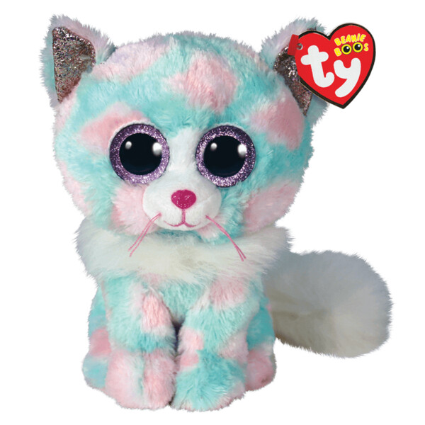 Pisica OPAL 15 cm Beanie Boos – Jucărie de pluș cu ochi strălucitori și accente Super Sparkle