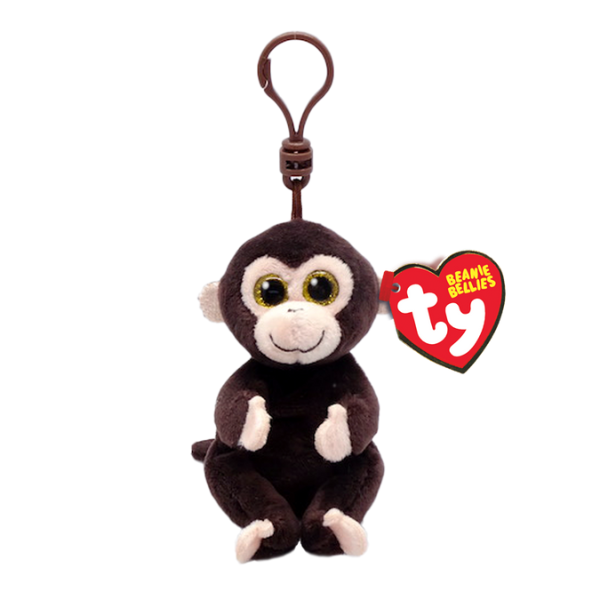 Breloc Maimuța Matteo 8,5 cm Beanie Bellies Clips – Jucărie de pluș cu ochi aurii și sclipici