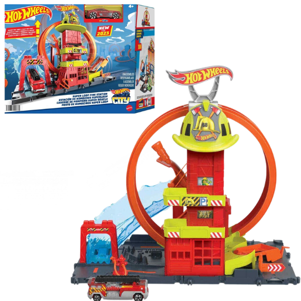Hot Wheels Stația de Pompieri cu Super Loop – Set de Joc Interactiv