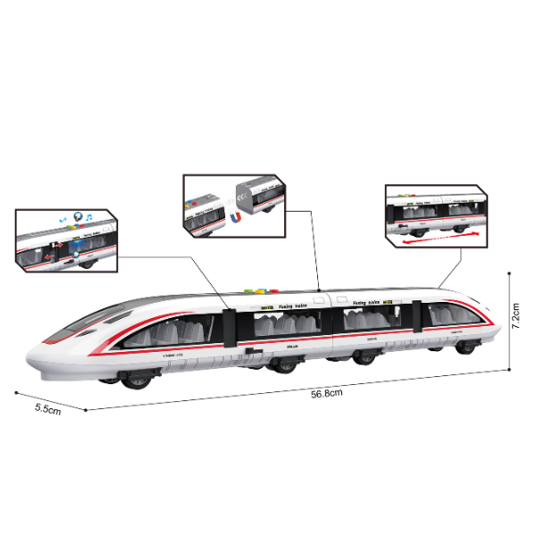 Tren magnetic de mare viteză cu inerție (lumină/sunet) – Jucărie educativă pentru copii