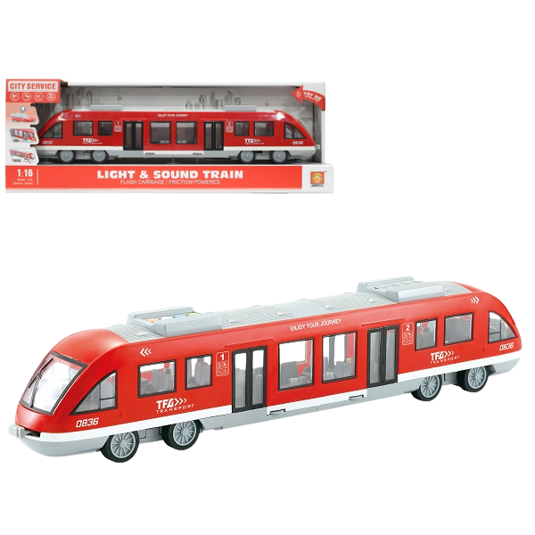 Tramvai cu fricțiune (lumini/sunete) – Jucărie interactivă pentru copii