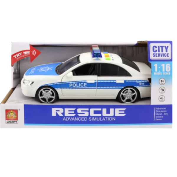 Mașină de Poliție 1:16 cu Inerție, Efecte Luminoase și Sonore – Jucărie Interactivă