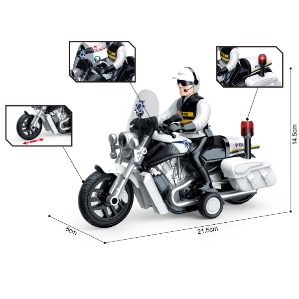 1:16 Polițist pe motocicletă cu lumină și sunet - Jucărie interactivă