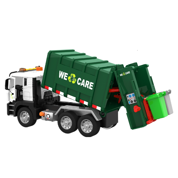 Camion de Gunoi 1:10 cu Inerție, Lumină și Sunet – Jucărie Realistă pentru Copii