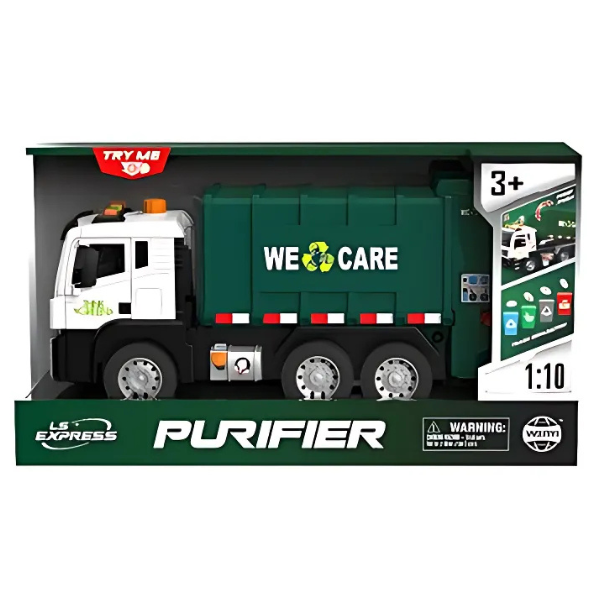 Camion de Gunoi 1:10 cu Inerție, Lumină și Sunet – Jucărie Realistă pentru Copii