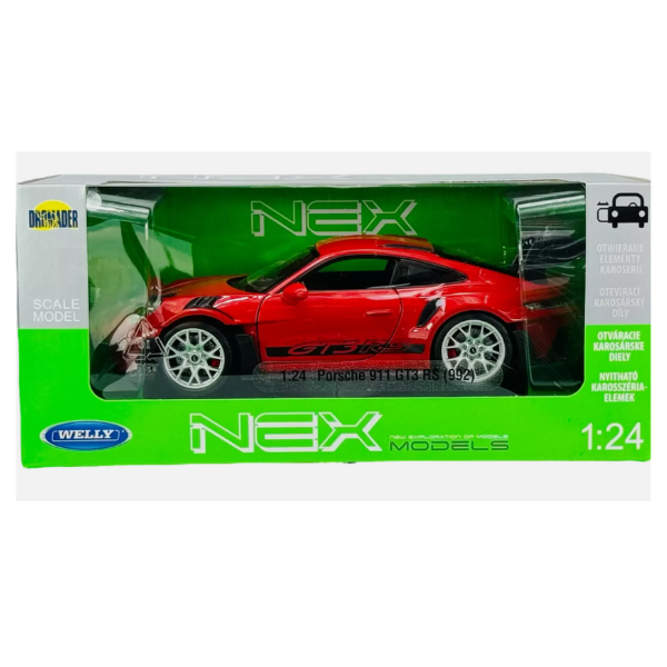 Porsche 911 GT3 RS (992) 1:24 Welly – Mașină Metalică de Colecție cu Detalii Realiste