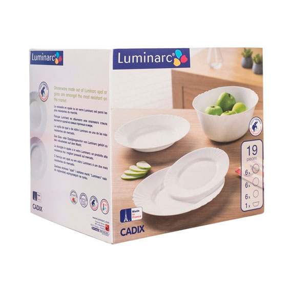 Set veselă CADIX 19 piese, din ceramică de sticlă, pentru 6 persoane - Luminarc
