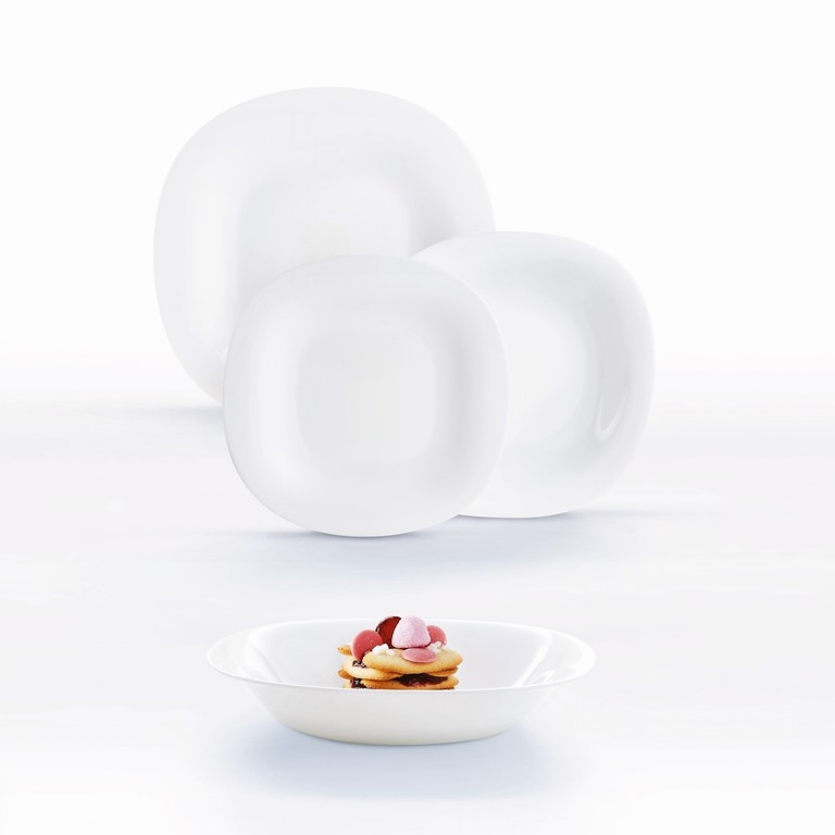 Set veselă CARINE BLANC 18 piese Luminarc, farfurii din vitro-ceramică rezistente, pentru 6 persoane