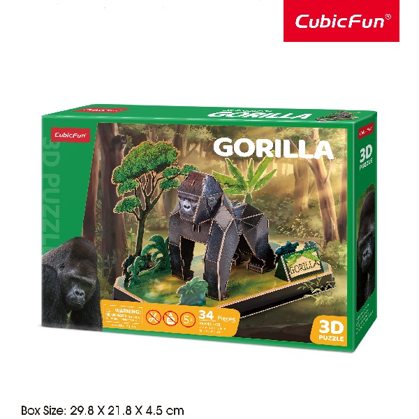 Puzzle 3D „Gorilă” – Descoperă fascinanta lume a animalelor sălbatice, 42 de piese