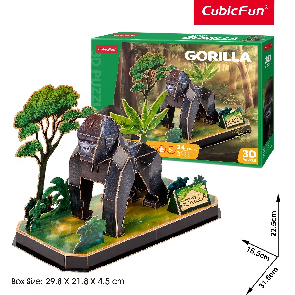Puzzle 3D „Gorilă” – Descoperă fascinanta lume a animalelor sălbatice, 42 de piese
