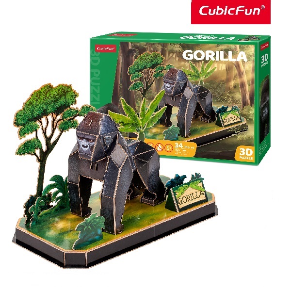 Puzzle 3D „Gorilă” – Descoperă fascinanta lume a animalelor sălbatice, 42 de piese