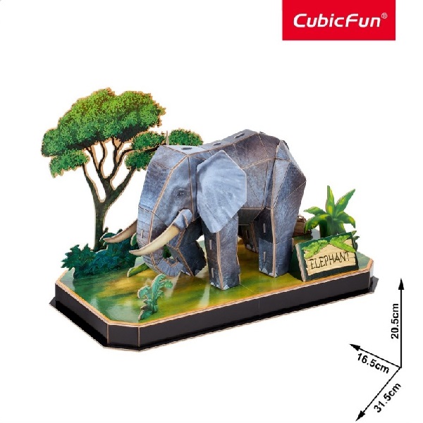 Puzzle 3D „Elefant” – Descoperă lumea animalelor, 42 de piese