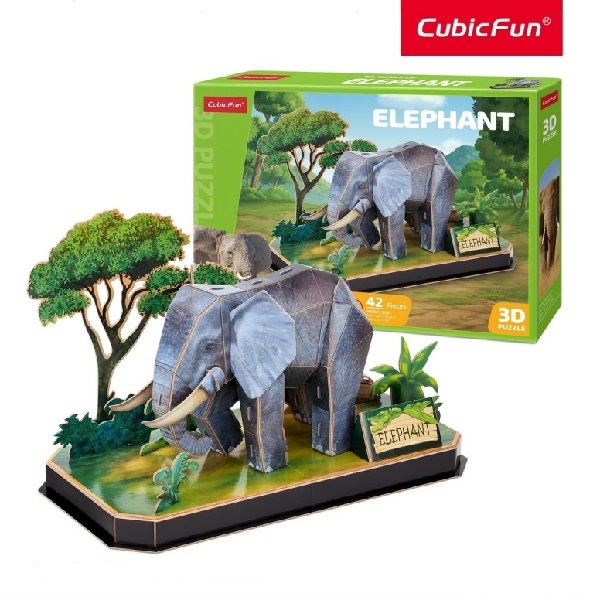 Puzzle 3D „Elefant” – Descoperă lumea animalelor, 42 de piese