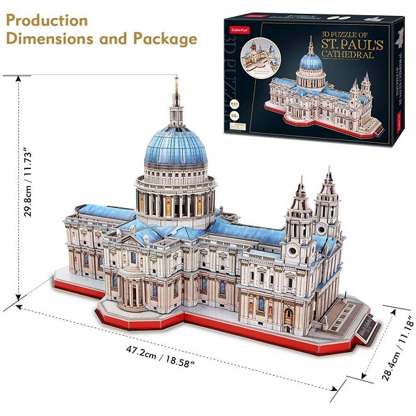 Puzzle 3D Catedrala Sfântului Paul Londra – 643 Piese, CubicFun, Model Arhitectural Detaliat