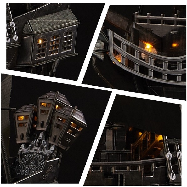 Puzzle 3D Corabie de Pirați „Răzbunarea Reginei Anne” cu Iluminare LED, 293 Piese, CubicFun – Model Detaliat al Navei Legendare