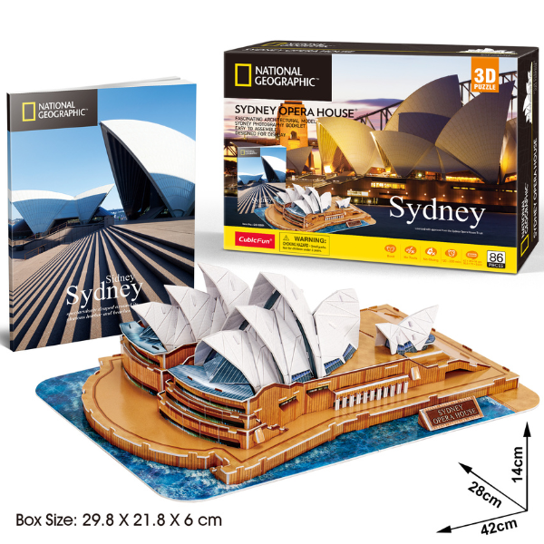 Puzzle 3D „Opera din Sydney”, 86 Piese – Model Detaliat CubicFun pentru Întreaga Familie