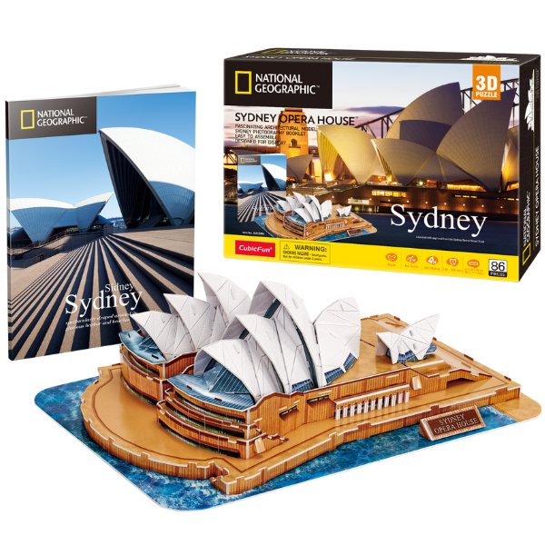 Puzzle 3D „Opera din Sydney”, 86 Piese – Model Detaliat CubicFun pentru Întreaga Familie