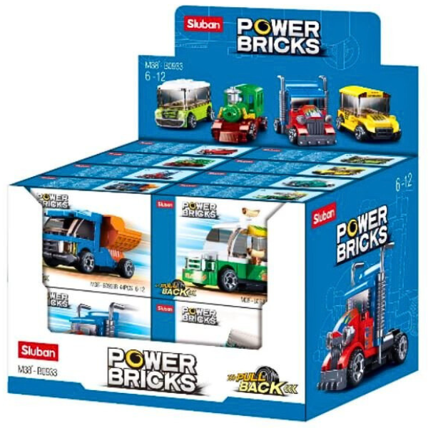 Set construcție Transport urban cu inerție – 8 modele Sluban, 41-57 piese, jucărie educativă