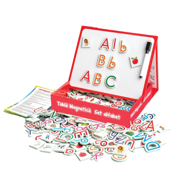 Joc educativ „Alfabetul pe tablă magnetică” – Învățarea literelor și formarea cuvintelor
