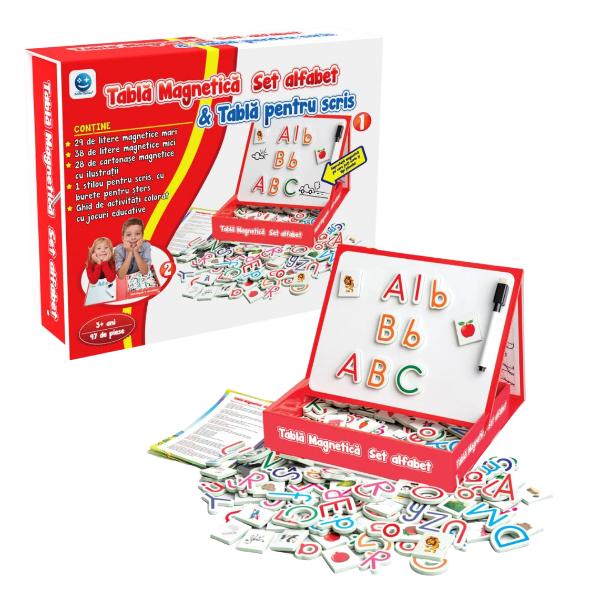 Joc educativ „Alfabetul pe tablă magnetică” – Învățarea literelor și formarea cuvintelor