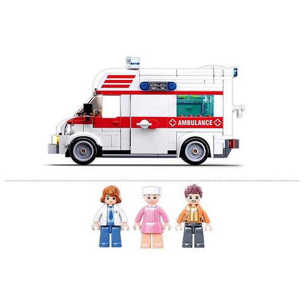 Set de construcție „Ambulanța” Sluban | 328 piese, cu 3 minifigurine