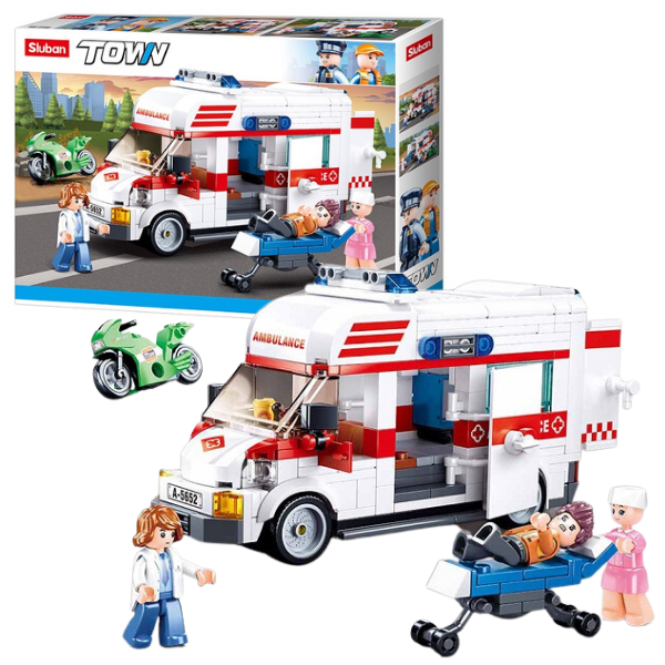 Set de construcție „Ambulanța” Sluban | 328 piese, cu 3 minifigurine
