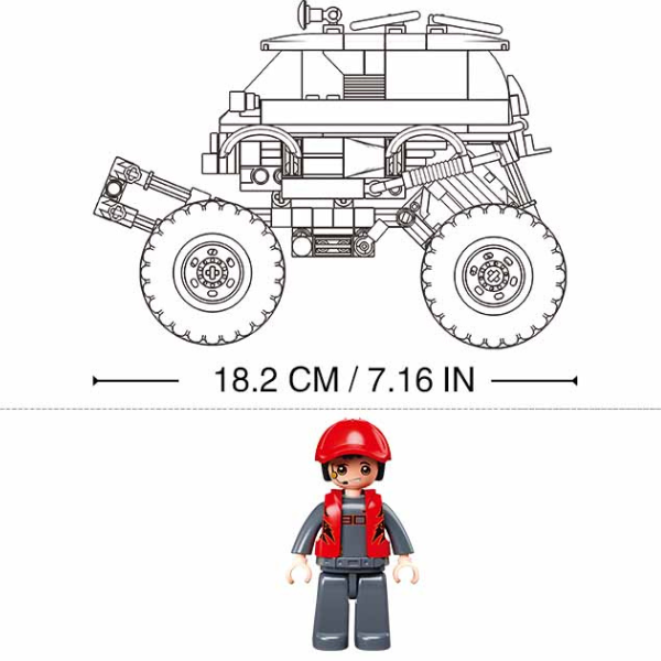 Set de construcție „Monster Truck roșu” cu inerție, 261 piese, jucărie educativă, Sluban Power Bricks