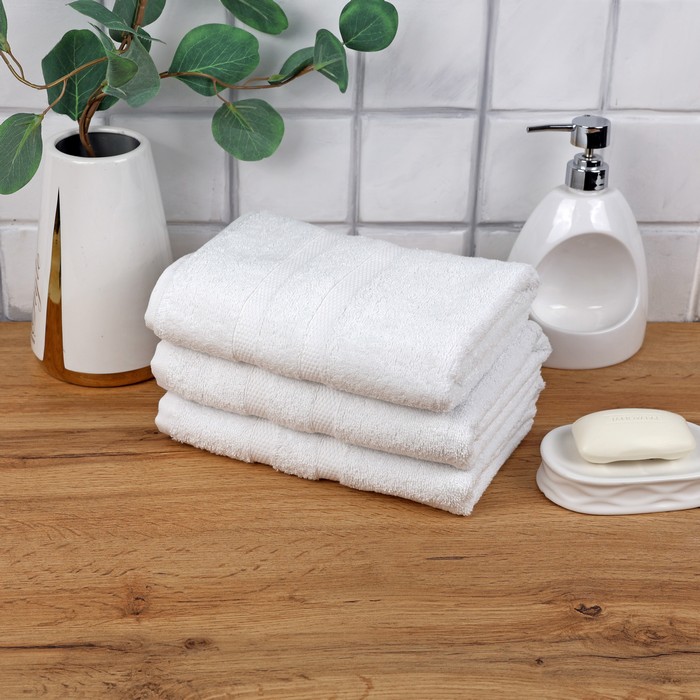 Prosop față MK HAVLU 50x90 cm – Bumbac 100%, Alb, 500gr/m²