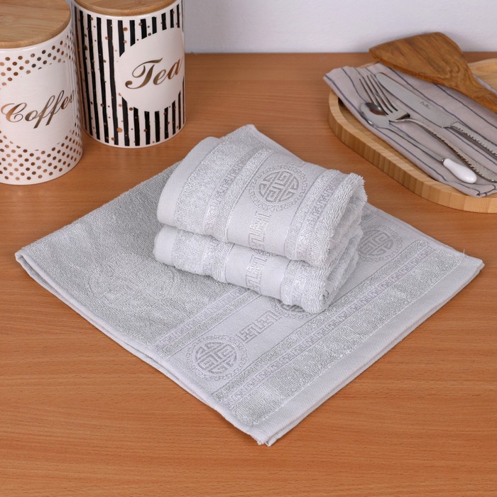 Prosop bucătărie MELISSA, 30x60 cm – Bumbac, Gri Deschis, 440gr/m2