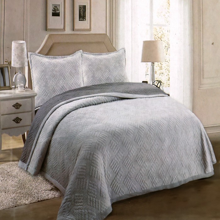 Cuvertură de pat 220x240 cm, Velour moale, Poliester, 3.2 kg, Diverse Culori