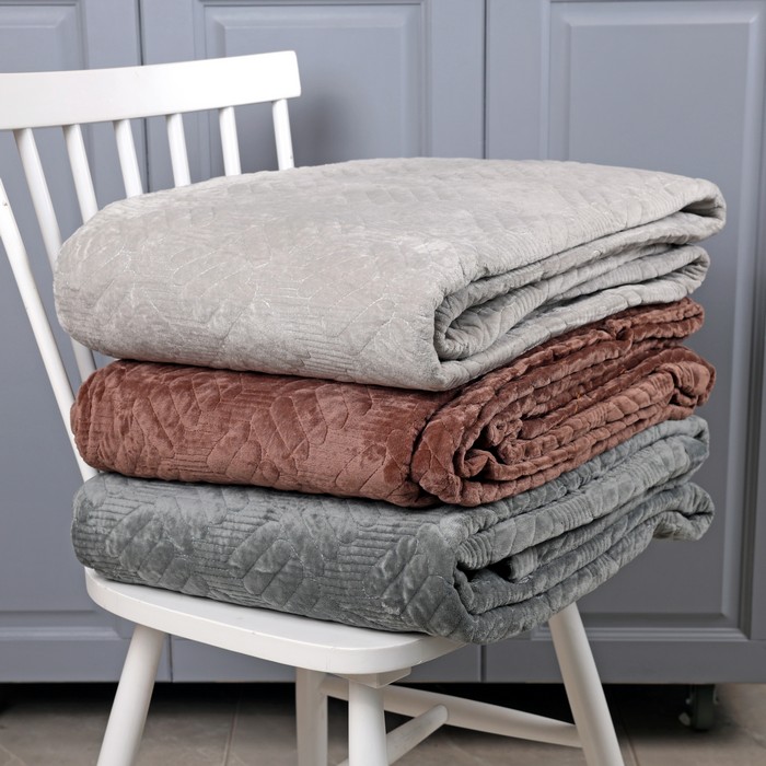 Cuvertură de pat 220x240 cm, Velour moale, Poliester, 3.2 kg, Diverse Culori