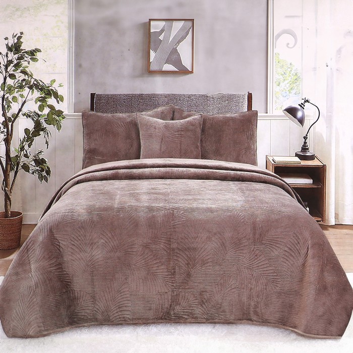 Cuvertură de pat, 220x240 cm, Velour, Poliester, Diverse Culori
