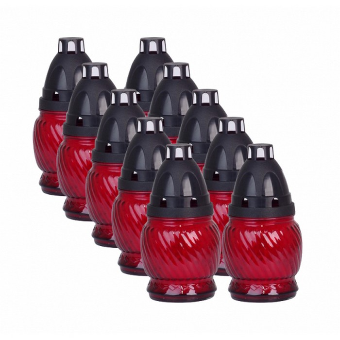 Candela ZNICZPLAST roșie din sticlă, 30g, 14cm, 7 ore ardere