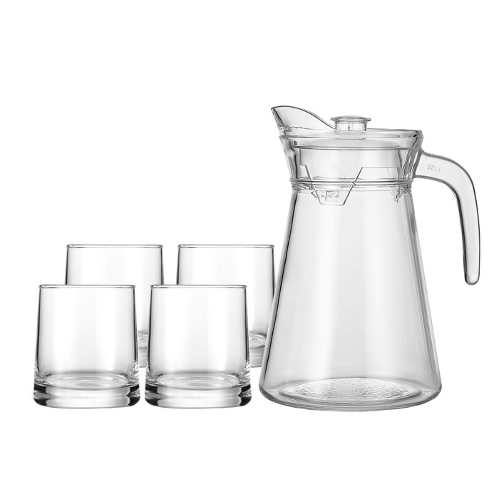 Set ulcior cu 4 pahare GREENAPPLE, Sticlă, 1.6L + 270ml – Ideal pentru servirea băuturilor