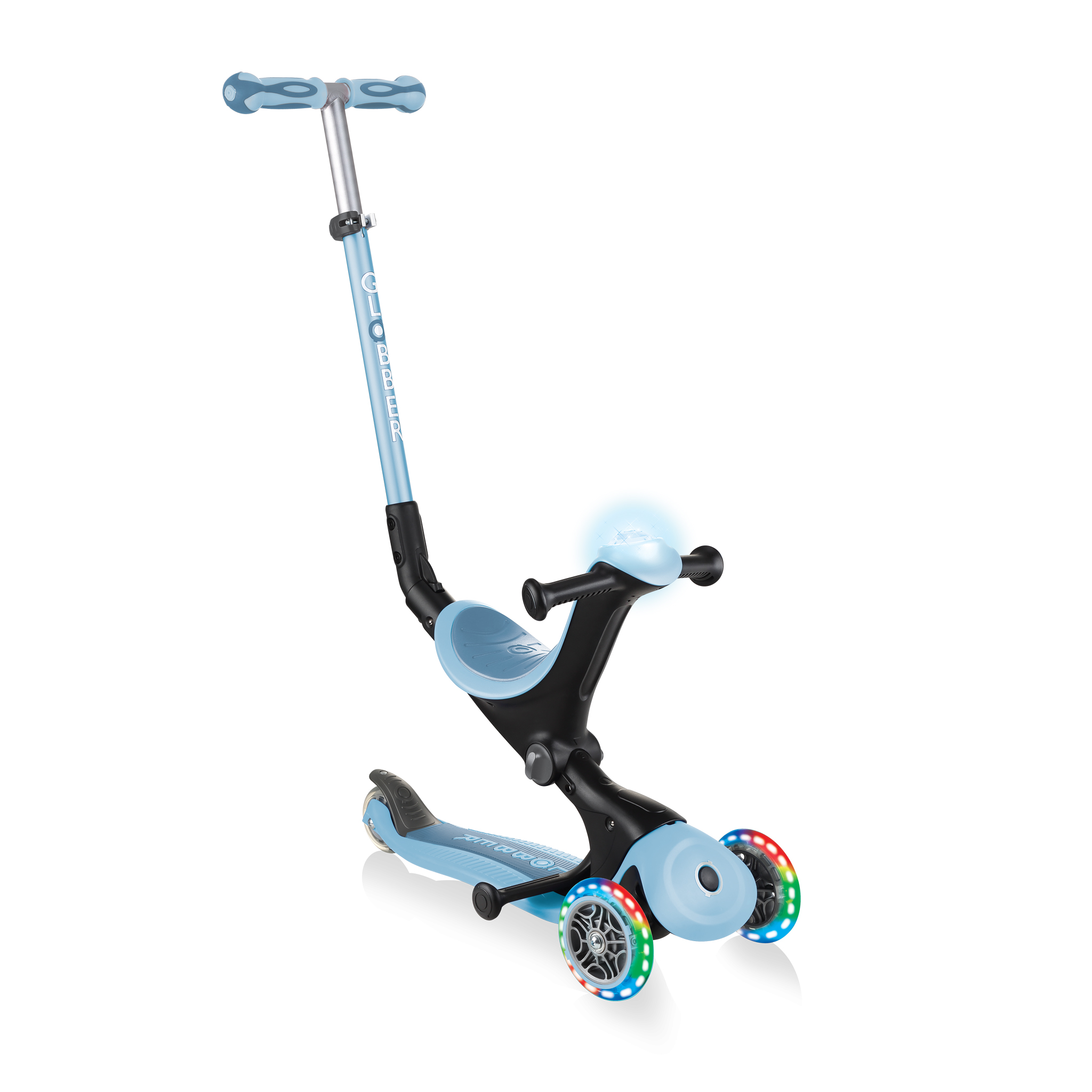 Globber Trotineta Go Up Deluxe Play Lights, 15 luni -9 ani+, Pastel Blue