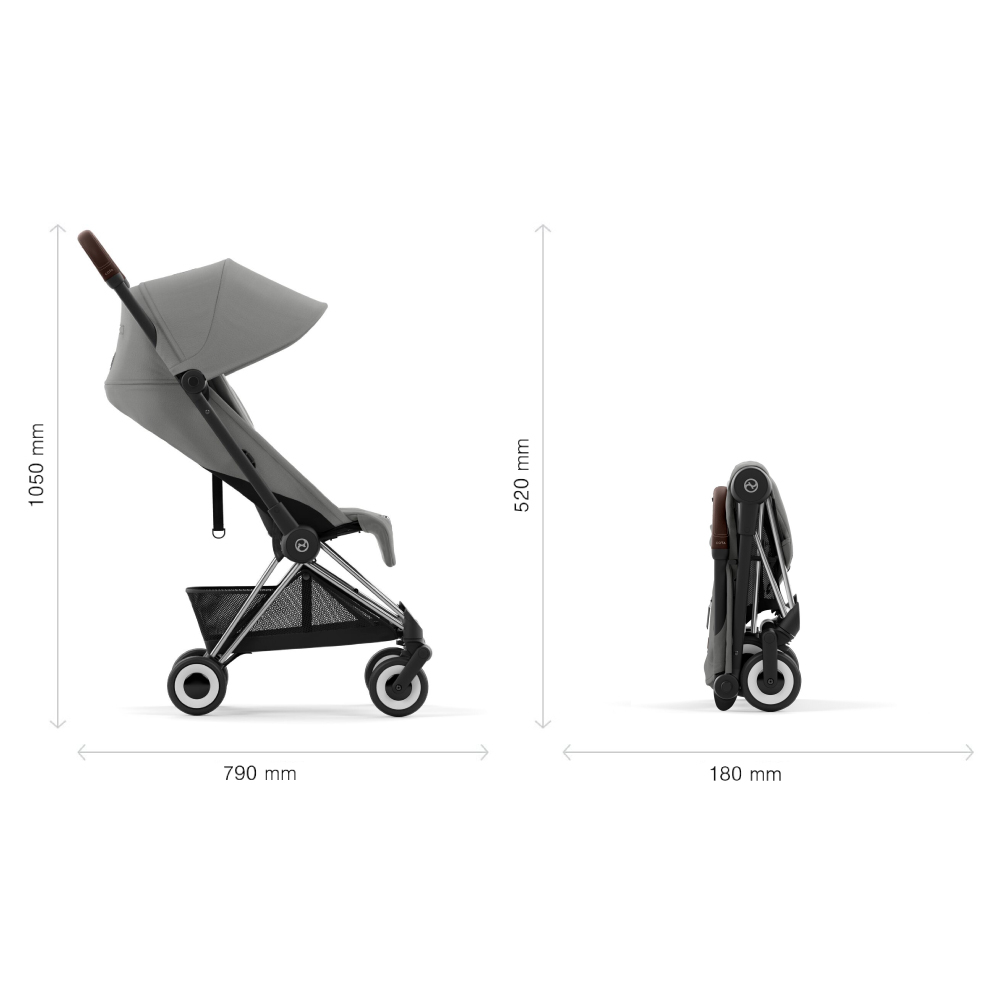 Cybex Carucior ultracompact Coya Chrome Dark Brown Mirage Grey,  dark grey