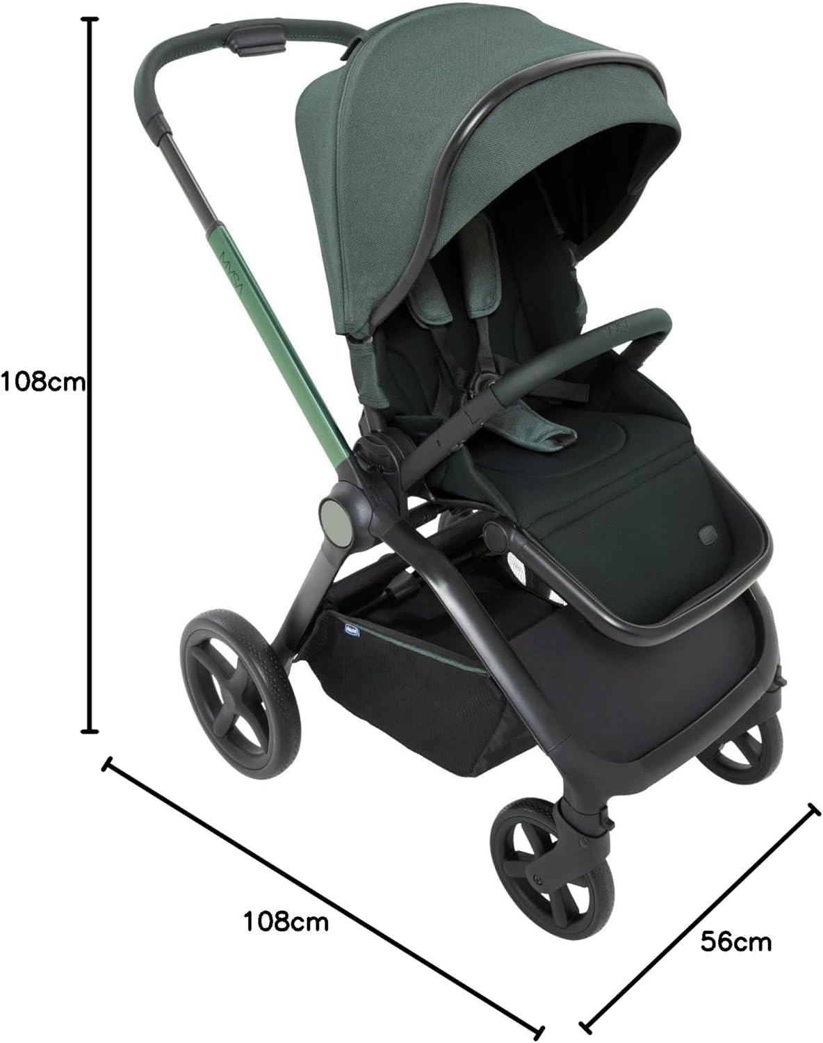 Carucior Chicco Mysa, Jade Green, 0+ luni