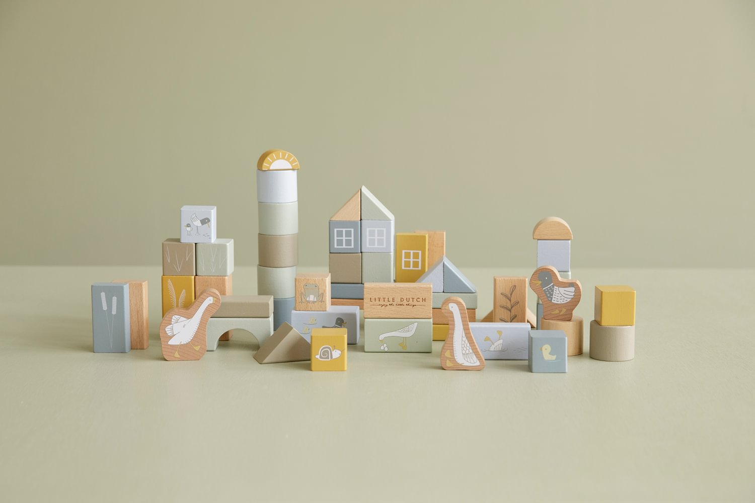 Cuburi de constructie din lemn - Albastre - Little Dutch