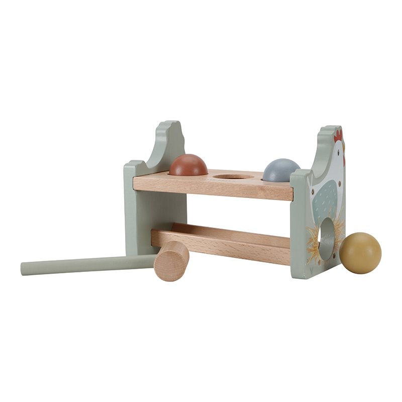 Jucarie din lemn FSC cu bile si ciocan - Little Farm - Little Dutch