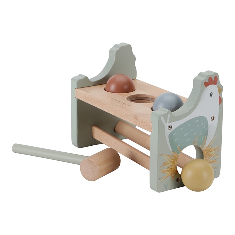Jucarie din lemn FSC cu bile si ciocan - Little Farm - Little Dutch