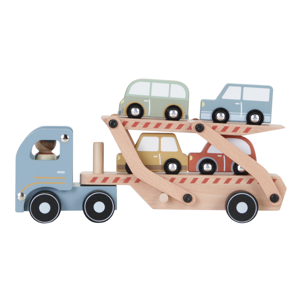 Camion din lemn FSC cu platforma si sofer - Little Dutch 