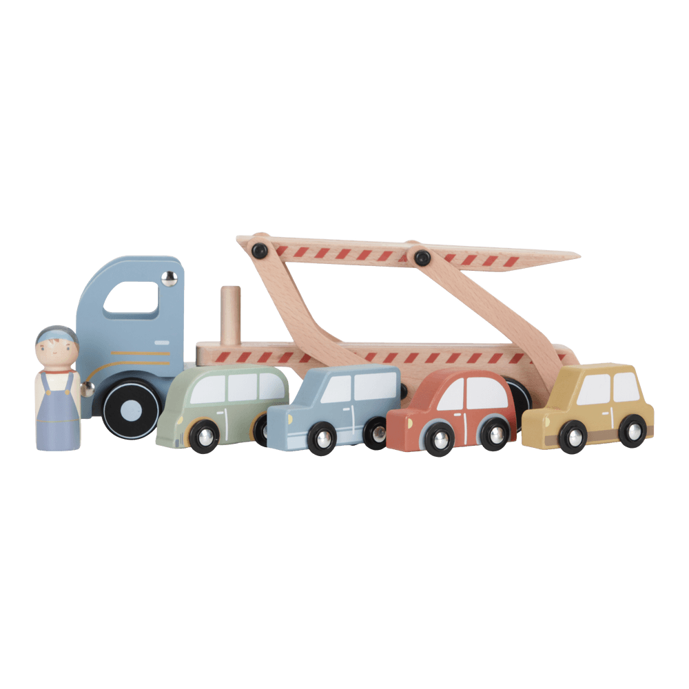 Camion din lemn FSC cu platforma si sofer - Little Dutch 