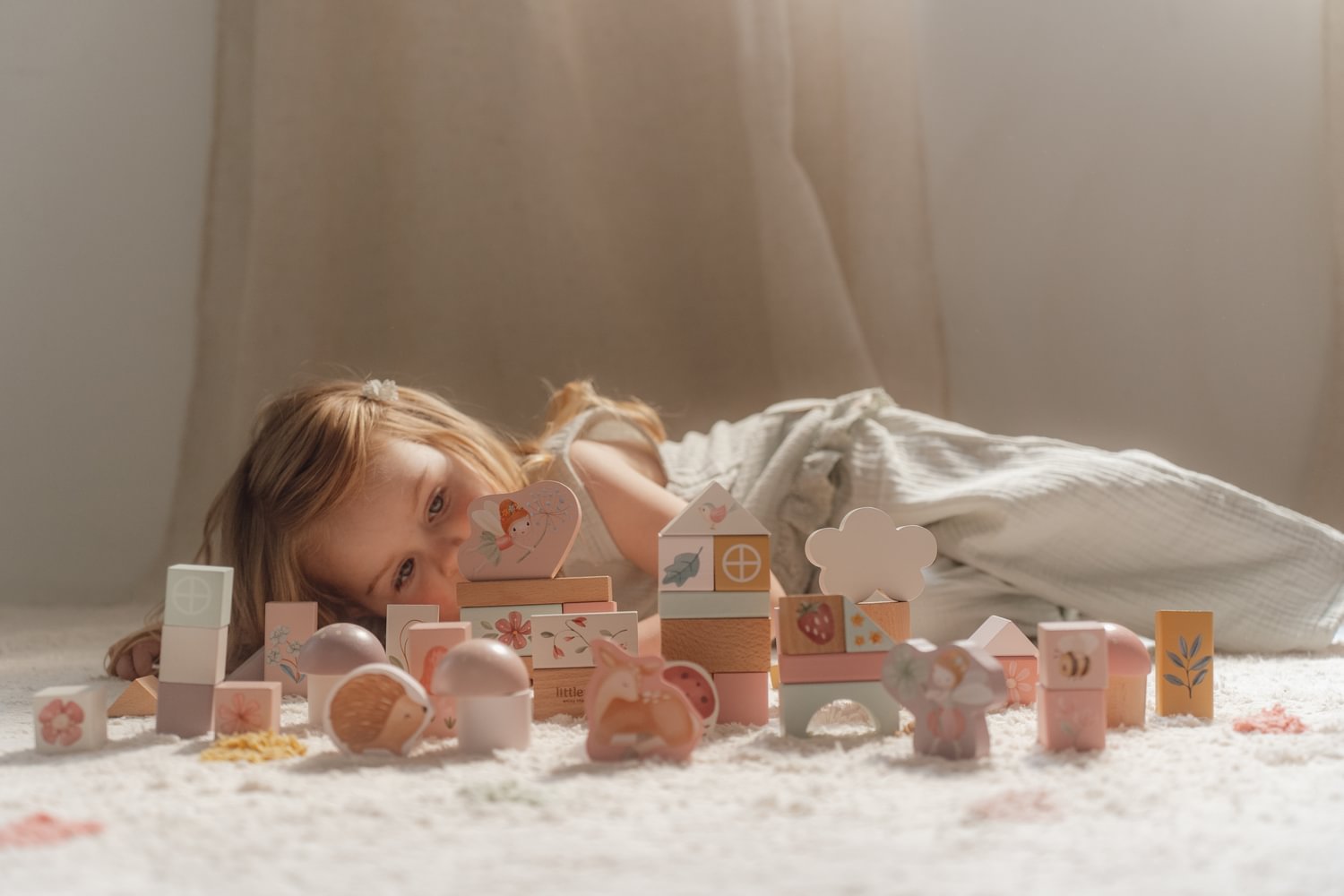 Cuburi de constructie din lemn FSC - Fairy Garden - Little Dutch 